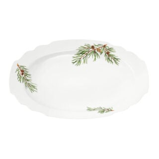 Augarten Fir Branches with Golden Pinecone Serving Plate Medium