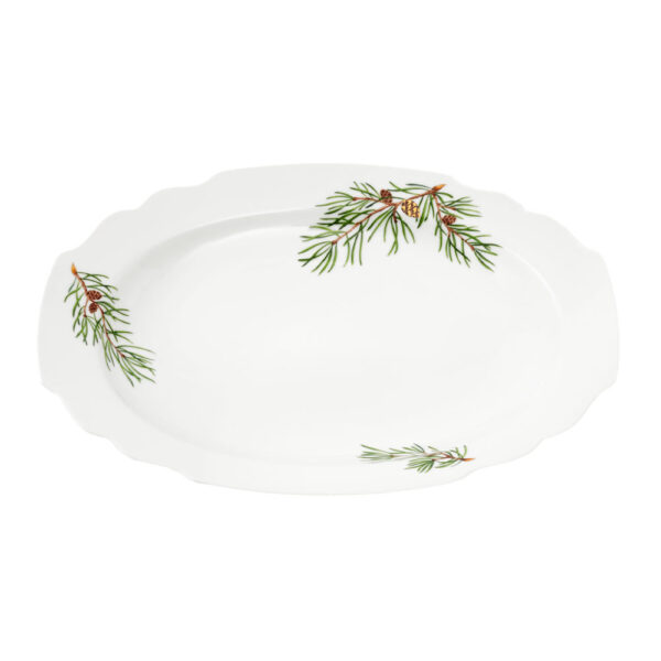 Augarten Fir Branches with Golden Pinecone Serving Plate Medium