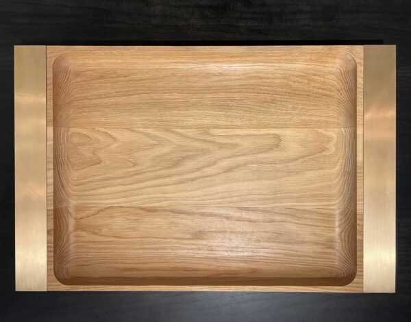 MV-Rect-Trays-with-Brushed-Bronze-Handles_Mood_B Michaël Verheyden Rectangular Tray in Oak with Brushed Bronze Handles