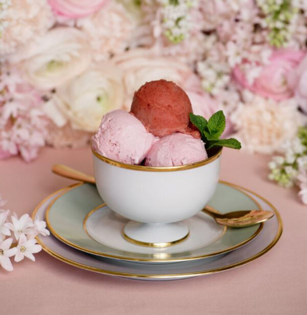 Augarten White Ice Cream Bowl with Gold Rim Augarten White Ice Cream Bowl with Gold Rim