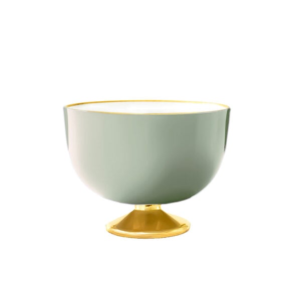 Augarten Celadon Ice Cream Bowl with Gold Foot