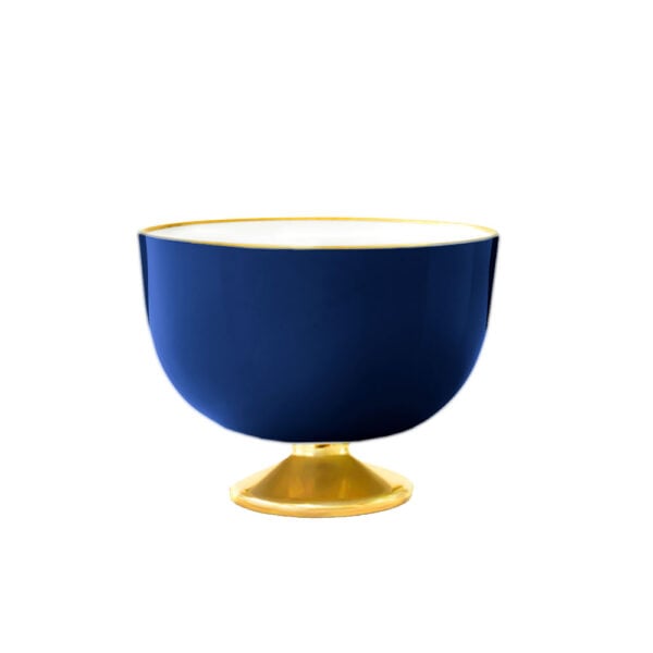 Augarten Cobalt Ice Cream Bowl with Gold Foot