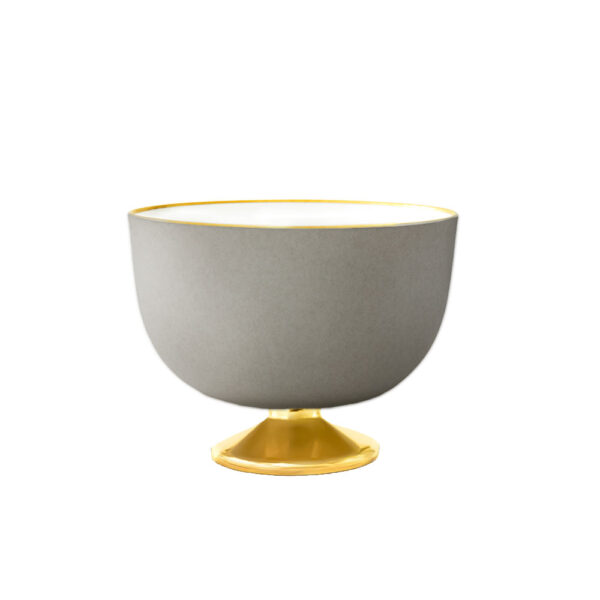 Augarten Light Grey Matte Ice Cream Bowl with Gold Foot