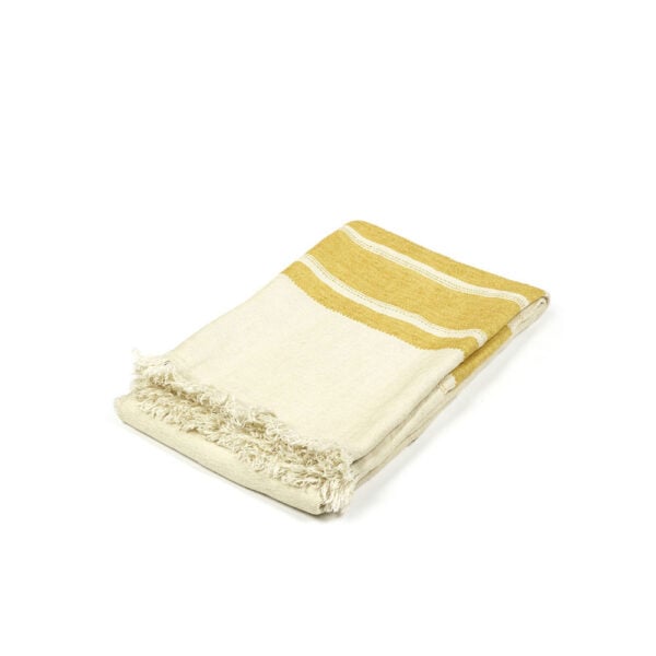 Libeco Belgian Towel Fouta Mustard Stripe Libeco Belgian Towel Fouta Mustard Stripe