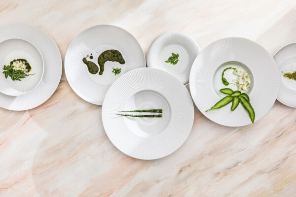 J.L Coquet Boléro Satin White Dinnerware | Kneen & Co