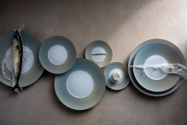 J.L Coquet Boléro Blue Irisé Dinnerware, Handcrafted Limoges Porcelain Dinnerware