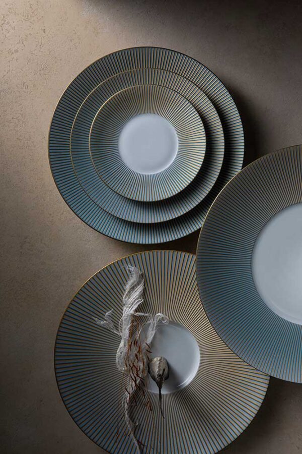 J.L Coquet Boléro Blue Irisé Dinnerware, Handcrafted Limoges Porcelain Dinnerware