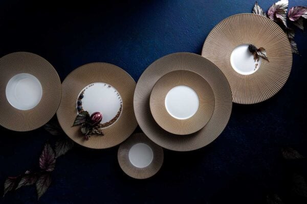 J.L Coquet Boléro Brown Irisé Dinnerware, Handcrafted Limoges Porcelain Dinnerware