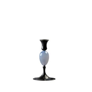 E.R. Butler Biedermeier Oxidized Bronze Candlestick no. 203 with Blue Chalcedony Egg
