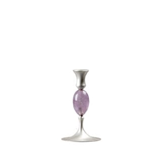 E.R. Butler Biedermeier Satin Silver Candlestick no. 203 with Amethyst Egg