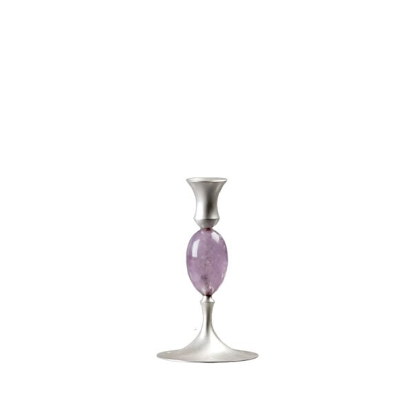 E.R. Butler Biedermeier Satin Silver Candlestick no. 203 with Amethyst Egg