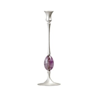 E.R. Butler Biedermeier Satin Silver Candlestick no. 207 with Amethyst Egg