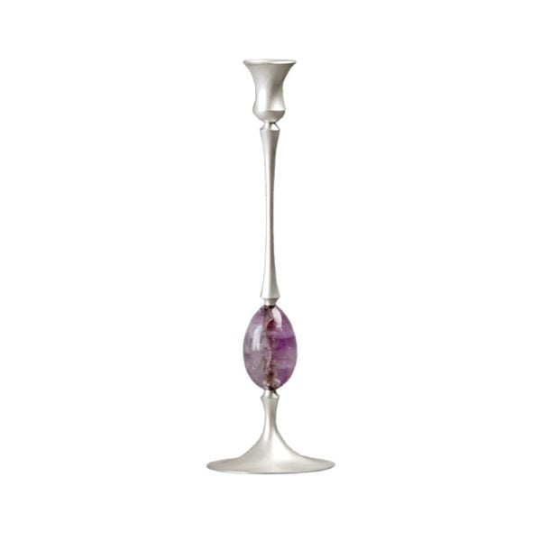 E.R. Butler Biedermeier Satin Silver Candlestick no. 207 with Amethyst Egg E.R. Butler Biedermeier Satin Silver Candlestick no. 207 with Amethyst Egg