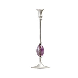 E.R. Butler Biedermeier Satin Silver Candlestick no. 211 with Amethyst Egg