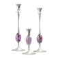 E.R. Butler Biedermeier Candlesticks Satin Silver with Amethyst Egg