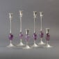 E.R. Butler Biedermeier Candlesticks Satin Silver with Amethyst Egg