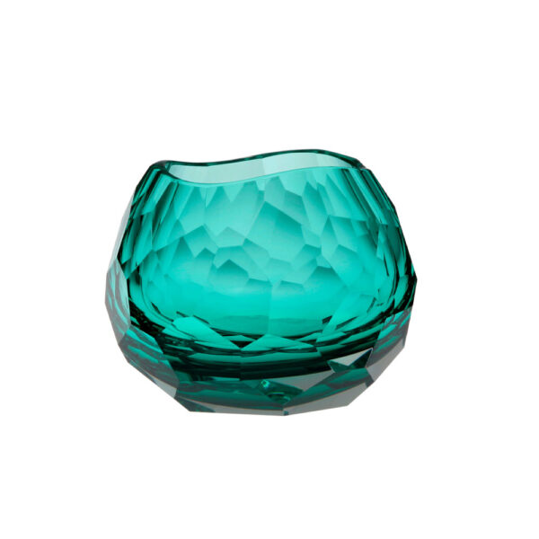 Artel Glacier Double Old Fashioned Teal, hand-blown hand-cut colorful glassware