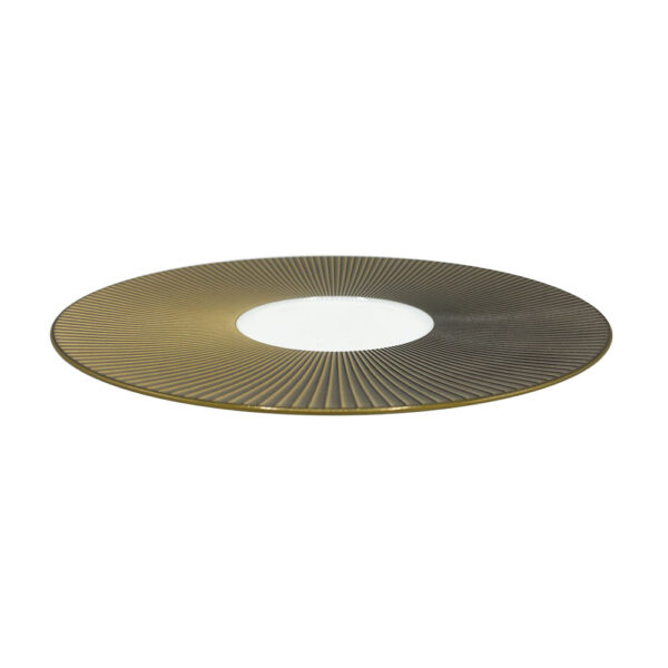 J.L Coquet Boléro Brown Irisé Mise en Bouche Plate, Handcrafted Limoges Porcelain Dinnerware