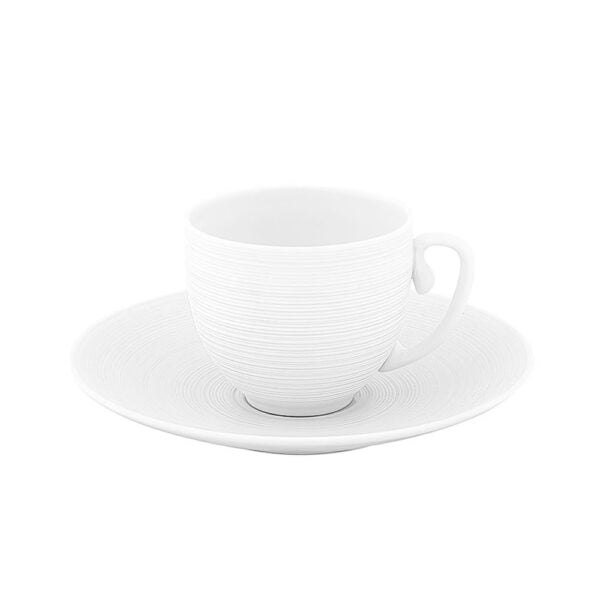 J.L Coquet Hemisphere White Large Coffee Cup And Saucer