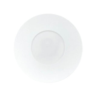 J.L Coquet Boléro Satin White Dessert Plate, Handcrafted Limoges Porcelain Dinnerware