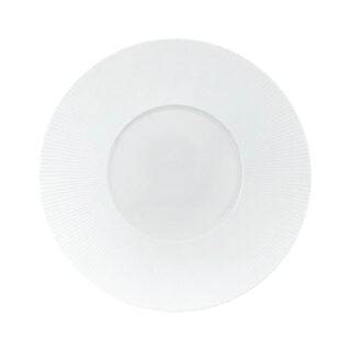 J.L Coquet Boléro Satin White Dinner Plate, Handcrafted Limoges Porcelain Dinnerware
