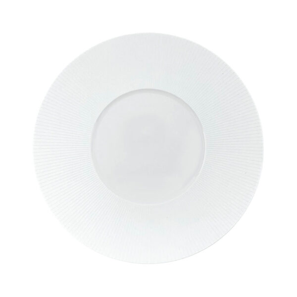 J.L Coquet Boléro Satin White Dinner Plate, Handcrafted Limoges Porcelain Dinnerware