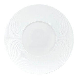 J.L Coquet Boléro Satin White Charger, Handcrafted Limoges Porcelain Dinnerware