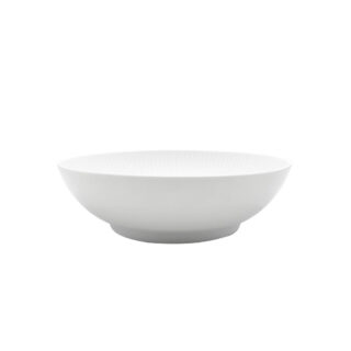 J.L Coquet Boléro Satin White Salad Bowl Large, Handcrafted Limoges Porcelain Dinnerware