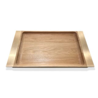 Michaël Verheyden Rectangular Serving Tray In Oak With Bronze Handles