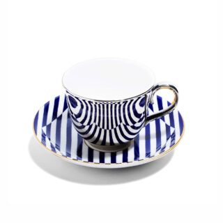 Richard Brendon Superstripe Reflect Platinum Teacup and Saucer