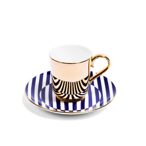 RBPW0002-B_RBRCG-B_RichardBrendon_SuperstripeEspressoCup_Saucer_Gold Richard Brendon Superstripe Reflect Gold Espresso Cup and Saucer