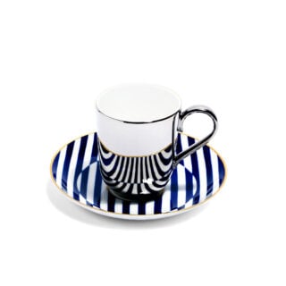 Richard Brendon Superstripe Reflect Platinum Espresso Cup and Saucer