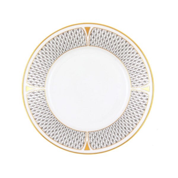 VHNKG-02520-0-00-Dessert-Plate-8'-Art-Deco-Grey-Herend Herend Art Deco Gray Dinnerware | Kneen & Co