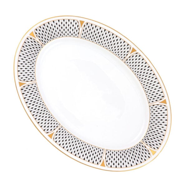 VHNKN-02102-0-00-Oval-Platter-Art-Deco-Black-Herend Herend Art Deco Black Dinnerware | Kneen & Co