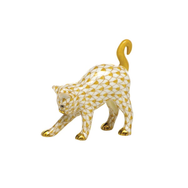 Herend Arched Cat in Butterscotch | Kneen & Co Herend Arched Cat in Butterscotch | Kneen & Co
