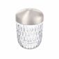 Saint-Louis Folia Mini Portable Lamp with cut crystal and aluminum top in silver finish.