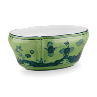 Ginori 1735 Oriente Italiano Oval Salad Bowl in Malachite | Kneen & Co