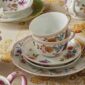 Ginori Granduca Tea Cups and Saucers Mood Image on Tablecloth