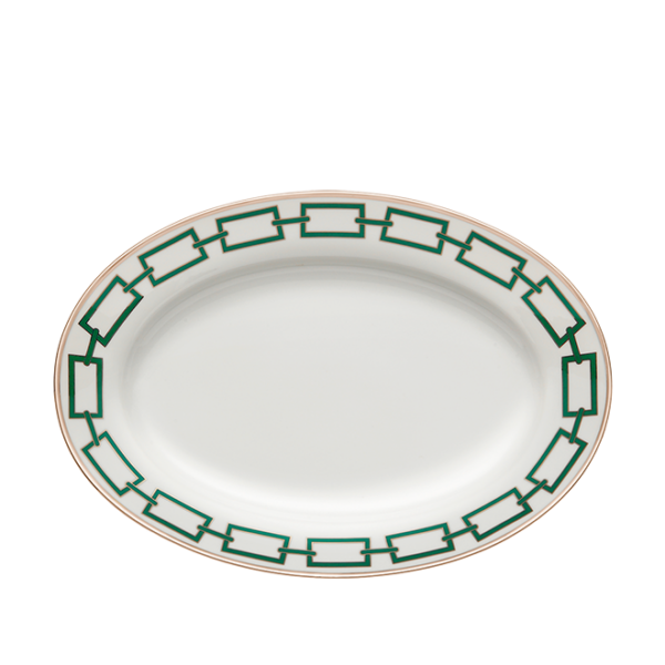 Ginori 1735 Catene Smeraldo (Green) Large Oval Platter, 16" | Kneen & Co