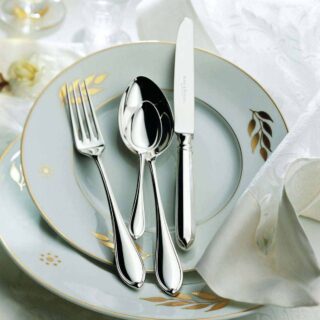 Robbe & Berking Navette Silver Flatware Lifestyle Image on Plate.