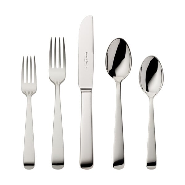 Robbe & Berking Alta flatware pattern in silver, featuring the 5 piece place setting.