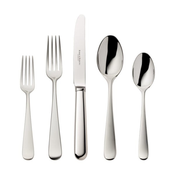R&B-Silver-Dante-5pc-ComboSet-1200x1200-100KB Robbe & Berking Dante flatware pattern in silver, featuring the 5 piece place setting.
