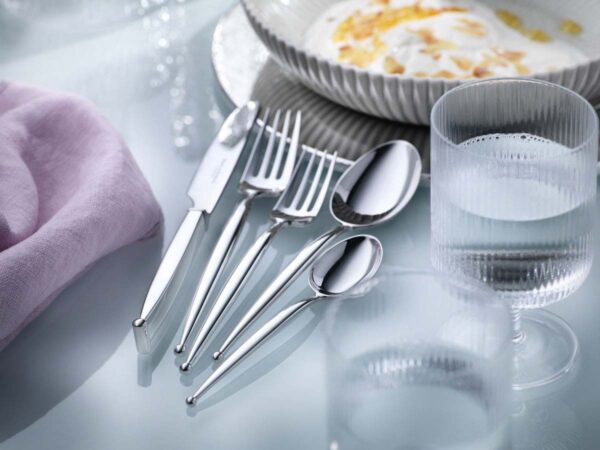 Robbe & Berking Silver Flatware lifestyle photo featuring the Gio pattern.