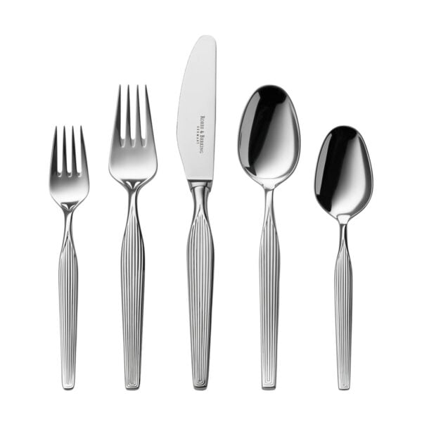 R&B-Silver-Metropolitan-5pc-ComboSet-1200x1200-100KB Robbe & Berking Metropolitan flatware pattern in silver, featuring the 5 piece place setting.