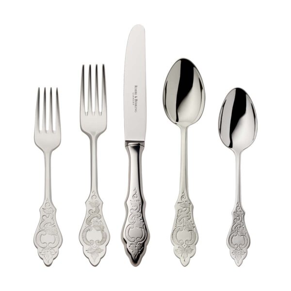 R&B-Silver-Ostfriesen-5pc-ComboSet-1200x1200-100KB Robbe & Berking Ostfriesen flatware pattern in silver, featuring the 5 piece place setting.