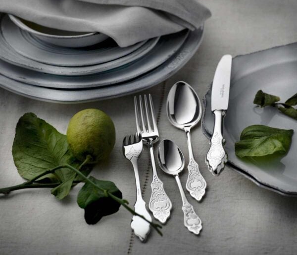 Robbe & Berking Silver Flatware lifestyle photo featuring the Ostfriesen pattern.