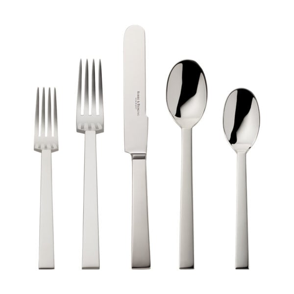 Robbe & Berking Sphinx flatware pattern in silver, featuring the 5 piece place setting.