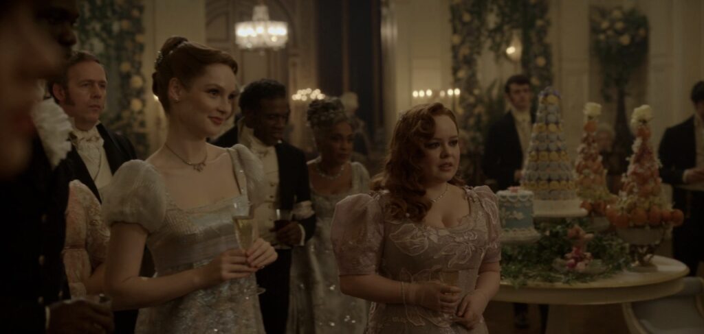 Bridgerton Netflix S3E5 screenshot of a party