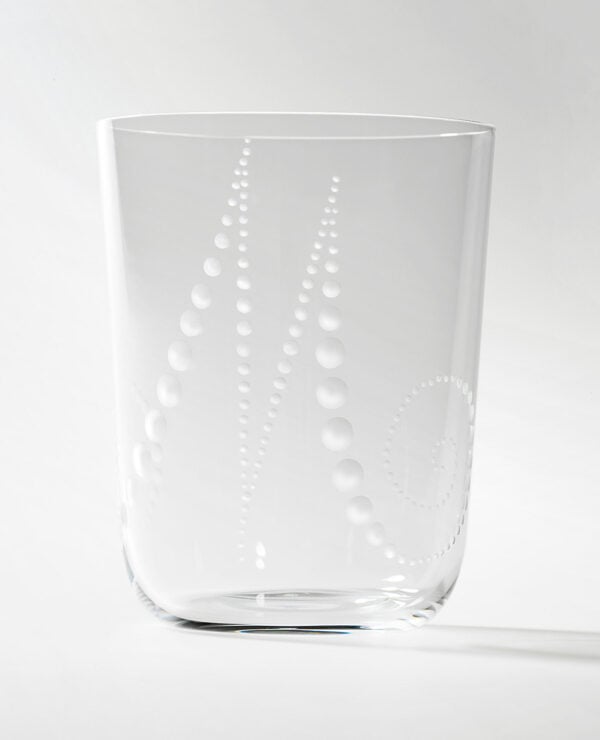 Lobmeyr Drinking Set no. 4 Monogrammed Tumbler. Monograms designed by Ted Muehling mood shot.