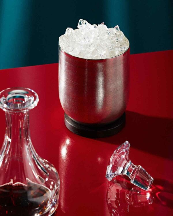 Puiforcat Jacaranda Silver Plated Ice Bucket Mood Photo with Ice.